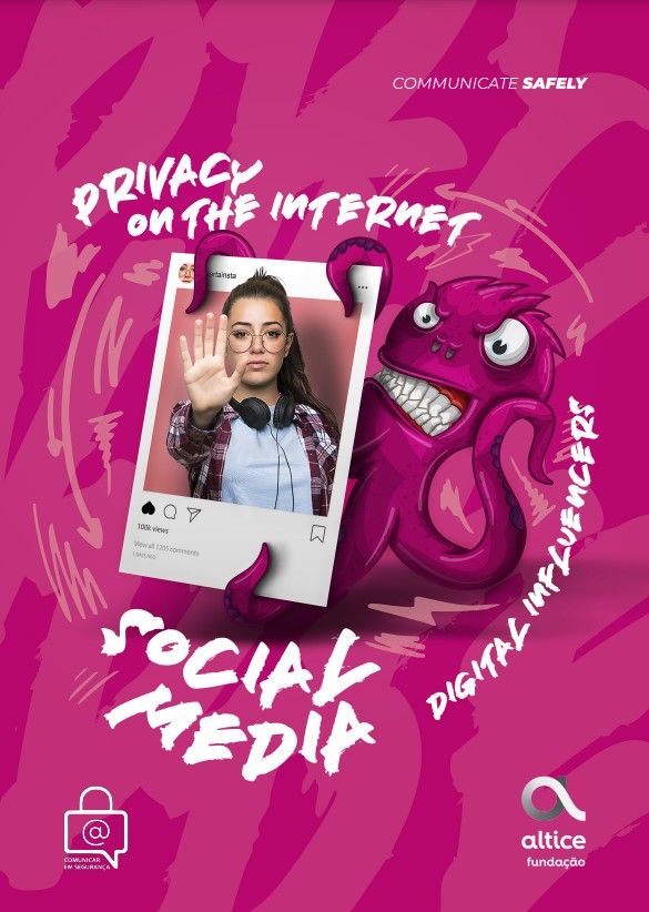 A poster with an Instagram post being attacked by a monster, showing the dangers of bullying on social media.